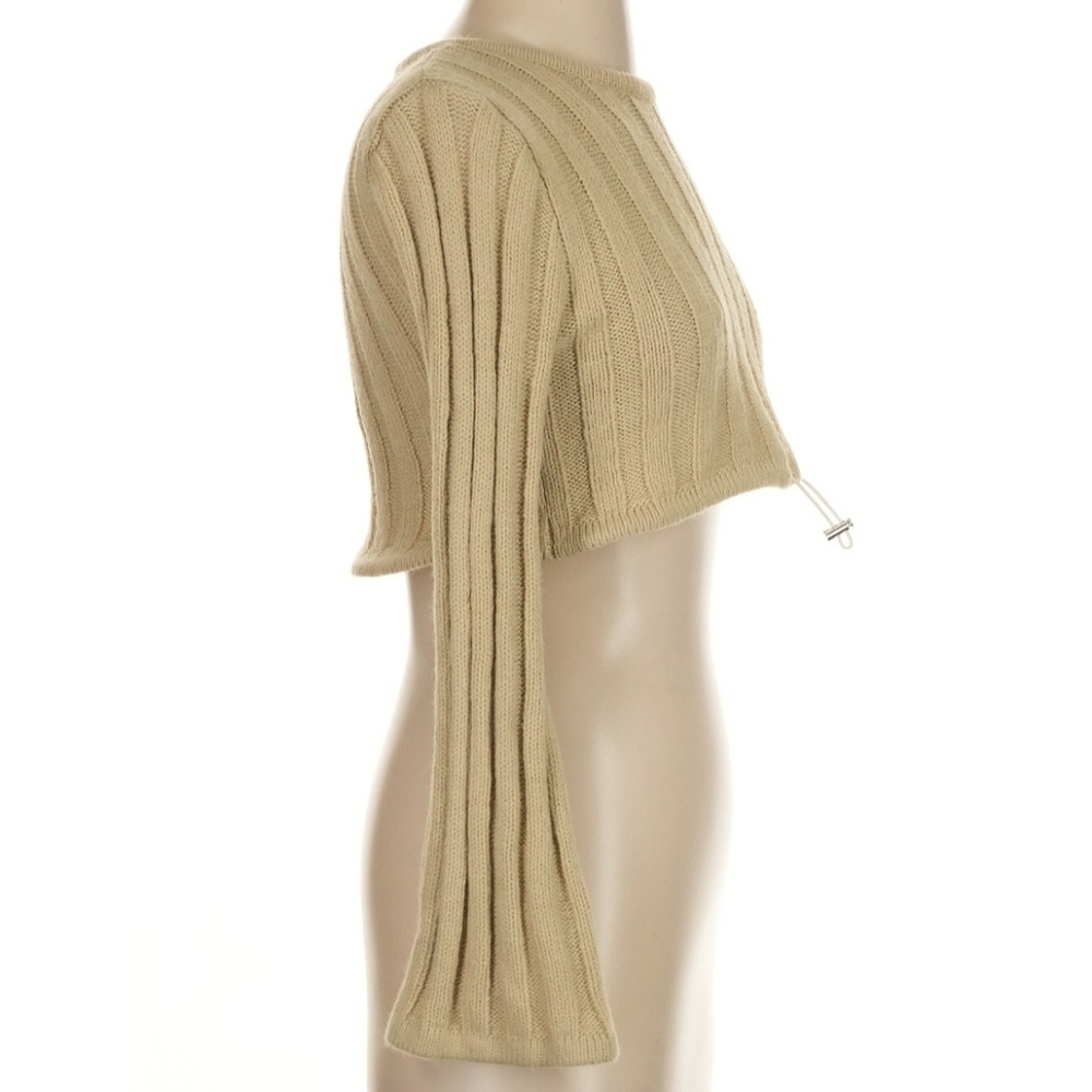NWT ZARA Tan Cropped Ribbed Knit Sweater - Picture 4 of 6